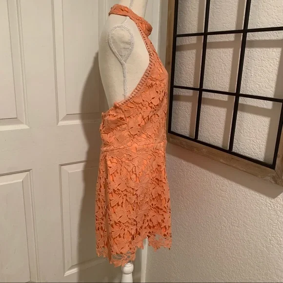 Fab’rik orange guipure lace halter romper Large - Picture 6 of 7